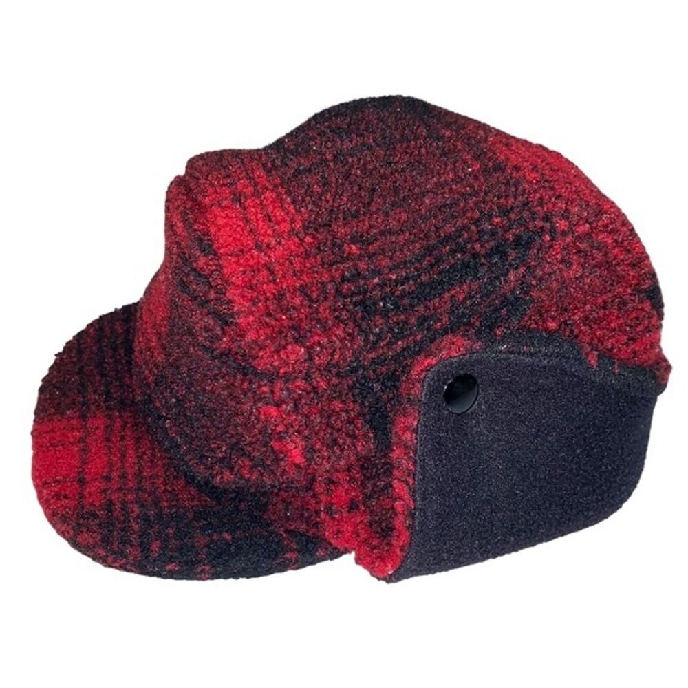 GAP Lumberjack Red Plaid Trapper Tartan Faux Fur Lined Fleece Hipster Hat Sm